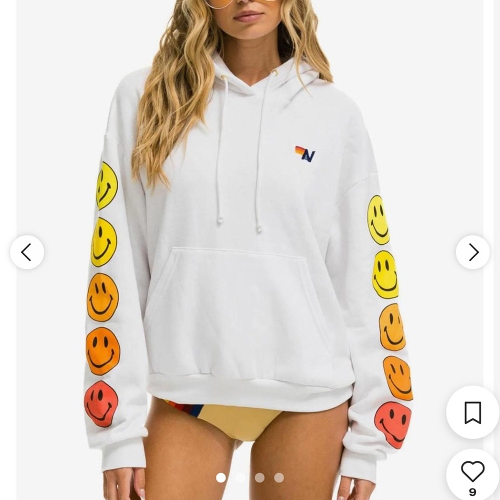 Aviator Nation White Hoodie with Colorful Accents
